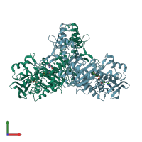 PDB entry 2jb3 coloured by chain, front view.