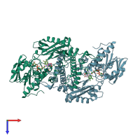 PDB entry 2jb3 coloured by chain, top view.