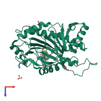 PDB entry 2jb4 coloured by chain, top view.