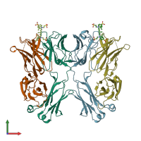 PDB entry 2jb6 coloured by chain, front view.