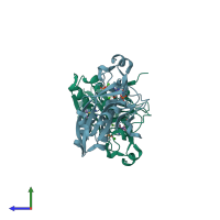 PDB entry 2jbh coloured by chain, side view.