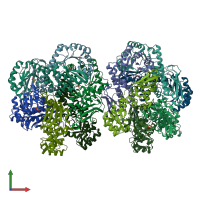 PDB entry 2jbm coloured by chain, front view.