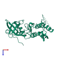 Monomeric assembly 10 of PDB entry 2jbp coloured by chemically distinct molecules, top view.
