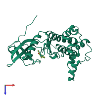 Monomeric assembly 11 of PDB entry 2jbp coloured by chemically distinct molecules, top view.