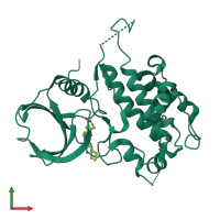 Monomeric assembly 1 of PDB entry 2jbp coloured by chemically distinct molecules, front view.