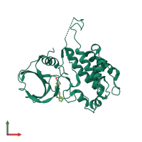 Monomeric assembly 2 of PDB entry 2jbp coloured by chemically distinct molecules, front view.