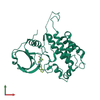 Monomeric assembly 3 of PDB entry 2jbp coloured by chemically distinct molecules, front view.