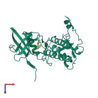 Monomeric assembly 5 of PDB entry 2jbp coloured by chemically distinct molecules, top view.