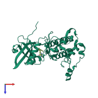 Monomeric assembly 6 of PDB entry 2jbp coloured by chemically distinct molecules, top view.