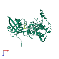 Monomeric assembly 9 of PDB entry 2jbp coloured by chemically distinct molecules, top view.