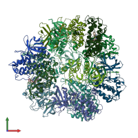 PDB entry 2jbp coloured by chain, front view.