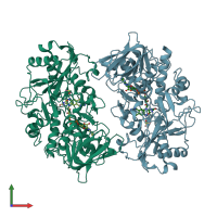 PDB entry 2jbv coloured by chain, front view.