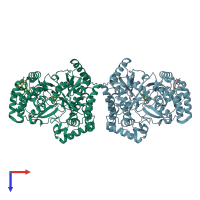 PDB entry 2jc0 coloured by chain, top view.