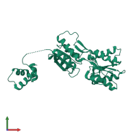 PDB entry 2jcg coloured by chain, front view.