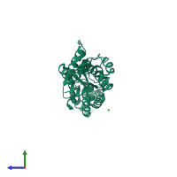 PDB entry 2jcg coloured by chain, side view.