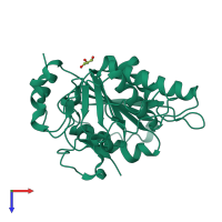 PDB entry 2jco coloured by chain, top view.