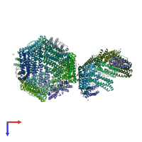 PDB entry 2jd7 coloured by chain, top view.