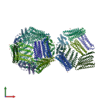 PDB entry 2jd8 coloured by chain, front view.