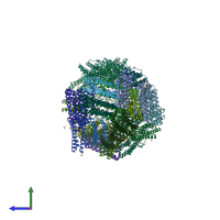 PDB entry 2jd8 coloured by chain, side view.