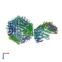 PDB entry 2jd8 coloured by chain, top view.