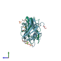 PDB entry 2jda coloured by chain, side view.