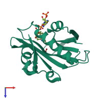 PDB entry 2jdc coloured by chain, top view.