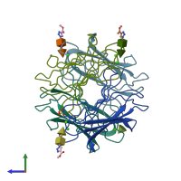 PDB entry 2jdk coloured by chain, side view.