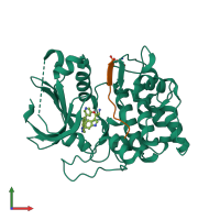 Hetero dimeric assembly 1 of PDB entry 2jdr coloured by chemically distinct molecules, front view.