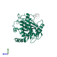 cAMP-dependent protein kinase catalytic subunit alpha in PDB entry 2jds, assembly 1, side view.