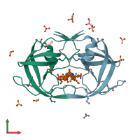 PDB entry 2je4 coloured by chain, ensemble of 2 models, front view.