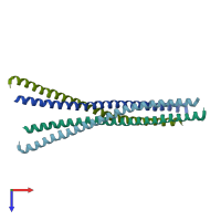 PDB entry 2jee coloured by chain, top view.