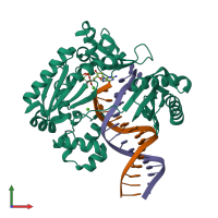 PDB entry 2jej coloured by chain, front view.