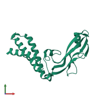 PDB entry 2jeu coloured by chain, front view.