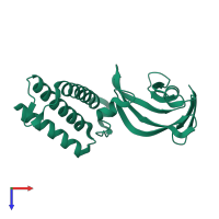 PDB entry 2jeu coloured by chain, top view.