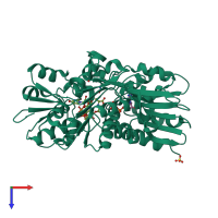 PDB entry 2jfg coloured by chain, top view.