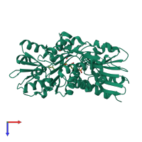 PDB entry 2jfh coloured by chain, top view.
