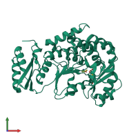 Monomeric assembly 1 of PDB entry 2jfk coloured by chemically distinct molecules, front view.