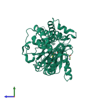 Monomeric assembly 3 of PDB entry 2jfk coloured by chemically distinct molecules, side view.