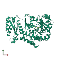 Monomeric assembly 4 of PDB entry 2jfk coloured by chemically distinct molecules, front view.