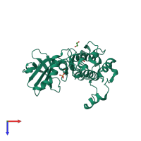 PDB entry 2jfm coloured by chain, top view.