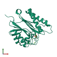 PDB entry 2jfr coloured by chain, front view.