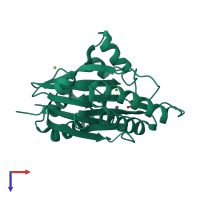 PDB entry 2jft coloured by chain, top view.