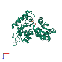 PDB entry 2jfu coloured by chain, top view.