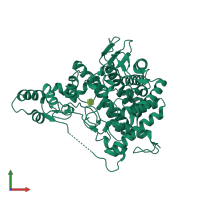 PDB entry 2jg0 coloured by chain, front view.