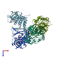 PDB entry 2jg1 coloured by chain, top view.
