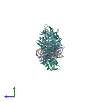 PDB entry 2jg3 coloured by chain, side view.