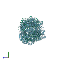 PDB entry 2jg4 coloured by chain, side view.