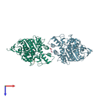 PDB entry 2jge coloured by chain, top view.