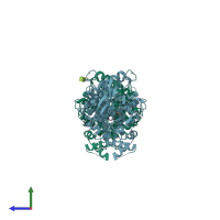 PDB entry 2jgf coloured by chain, side view.