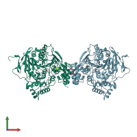 PDB entry 2jgk coloured by chain, front view.